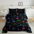 thumbnail image 2 of Manfei Cartoon Astronaut Full Size Comforter Sets,Kawaii Rocket Bedding Comforter Set,Blue Pink Black Bedding Sets For Boys,Luxury Bedroom Decor Reversible,3pcs, 2 of 8