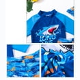 thumbnail image 4 of WIBACKER Boys Two Piece Shark Rash Guard Swimsuits ids Short Sleeve Swimwear Sets Bathing Suit with Sun Cap for 2-7 Years, 4 of 8