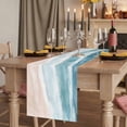 thumbnail image 2 of Ombre Blue Coastal Table Runner, Summer Ocean Beach Gradient Waves Beige Cotton Linen Table Runners 70 Inches Long, Dresser Scarf Runner for Dining/Kitchen/Coffee/TV Stands/Cabinets 13''x70'', 2 of 9