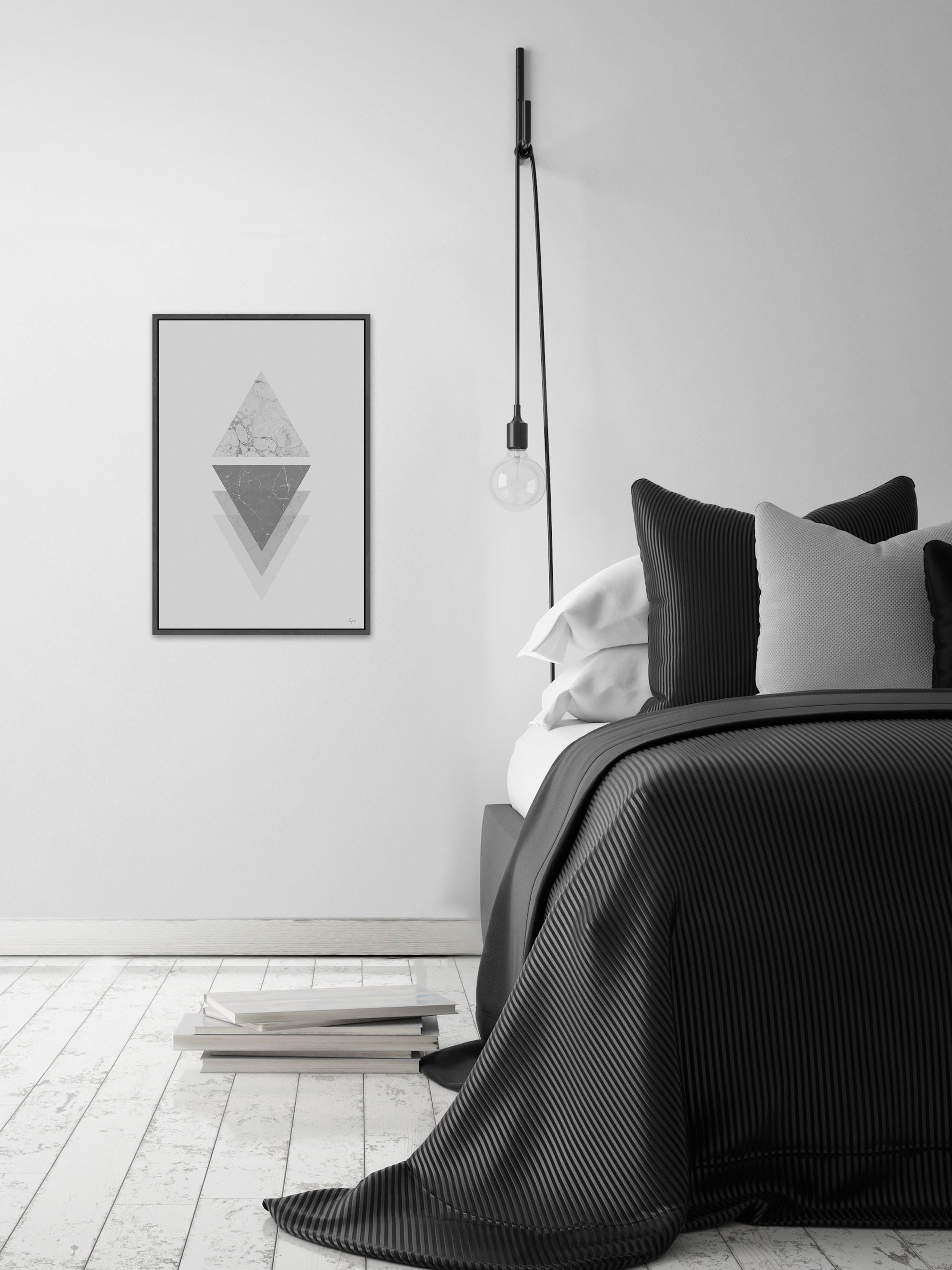 Marble Triangle Ombre Floater Framed Painting Print on Canvas