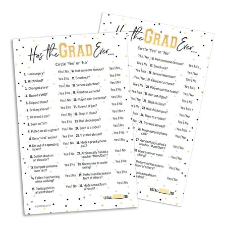 I Have Card Game Has Grad Ever - Graduation Game, 25 Cards - Grad Party Supplies Never Have I Ever Guessing Game - 25 Count Player Cards ()