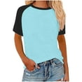thumbnail image 2 of LADIGASU Women's Contrasting Printed Short Sleeved Round Neck Pullover able Top, 2 of 5