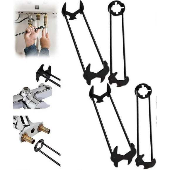 Basin Wrench, Sink Wrench Set 7 Sizes Universal Under Sink Plumbers Wrench Multifunctional Carbon Steel Faucet Wrench, Four-claw Hexagon Wrench
