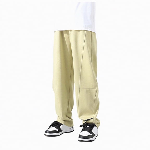 CAICJ98 Boys Girls Sweatpants Elastic Waist Fleece Baggy Joggers with Pockets Casual Breathable Straight Leg Wide Pants Boys Girls (Khaki,7-8 Years)
