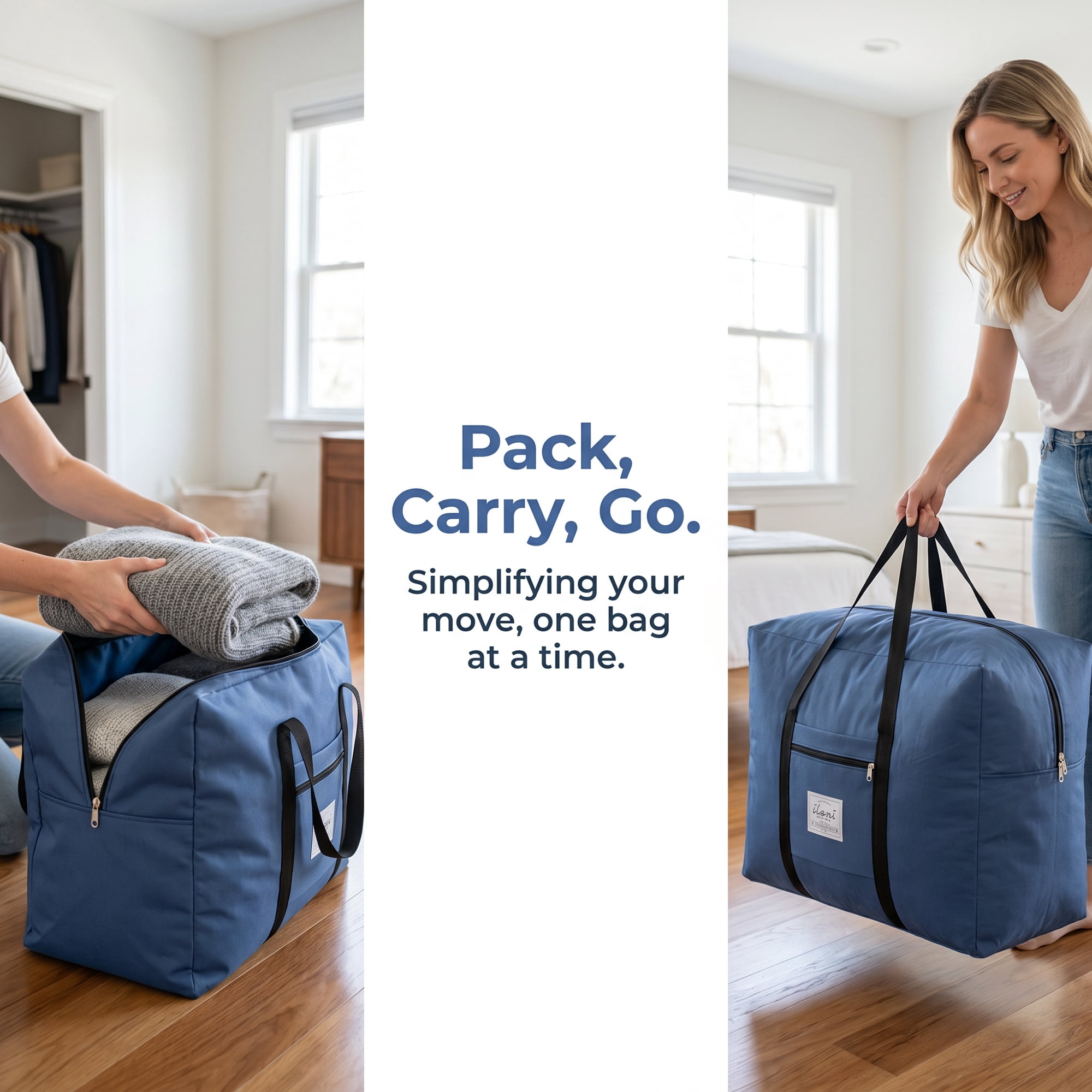 Unique Bargains Extra Large Oxford Travel Storage Bag for Organizing Navy Blue 20.1" x 16.1" x 10.2"