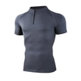 thumbnail image 4 of JSKUMAR Men's Quarter Zip Gym Workout Shirts Short Sleeve Moisture Wicking Athletic Tees Quick Dry Tops Dark Gray,3XL, 4 of 6