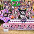 thumbnail image 4 of DONNGZAE Kuromi Birthday Party Supplies, Cartoon Party Decorations Set Include Plates Napkins Banner Balloons Cake Toppers Tableware Party Supplies for Boys Girls Birthday Party SLO526-0293, 4 of 5