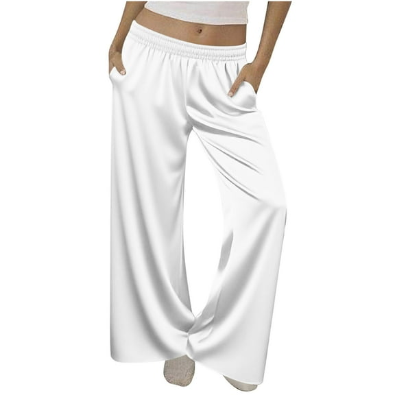 fatyb Women's Satin Pajama Pants with Pockets Elastic Waist Comfy Lounge Bottoms Sleepwear for Women