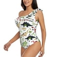 thumbnail image 3 of Yiaed Dinosaur Print Women One Piece Swimsuits Tummy Control One Shoulder Bathing Suits Pattern Ruffle Swimwear-Large, 3 of 8