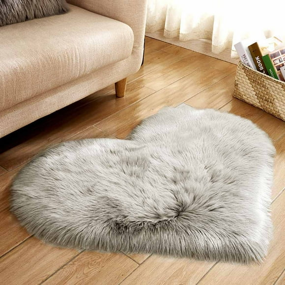Heart Shape Fur Rug Fluffy Rug, Small Rugs for Bedroom,Fur Rug Faux Sheepskin Rugs for Living Room Super Soft Fluffy Rug for Dorm Room Sheepskin Rug Fluffy Rug for Bedroom Rectangle,12"x16"