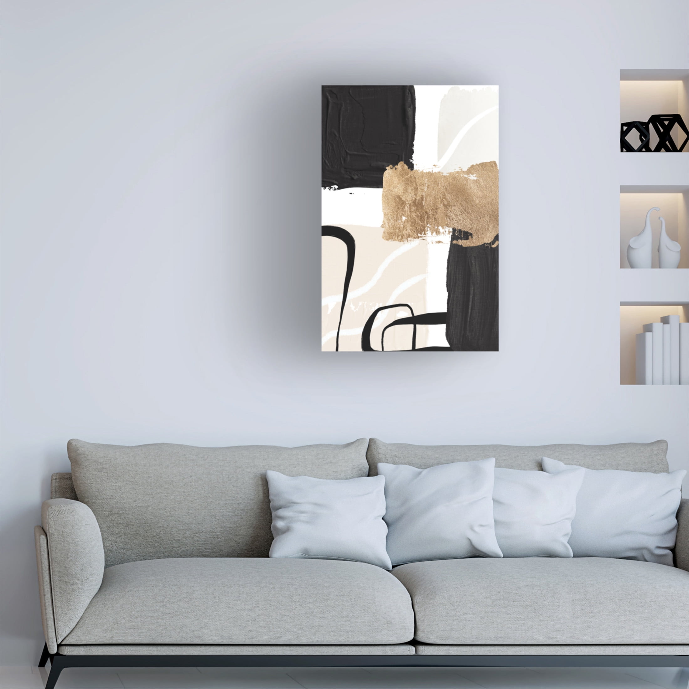 Trademark Fine Art Sally Ann Moss Abstract Black and Gold 4 Canvas Wall Art