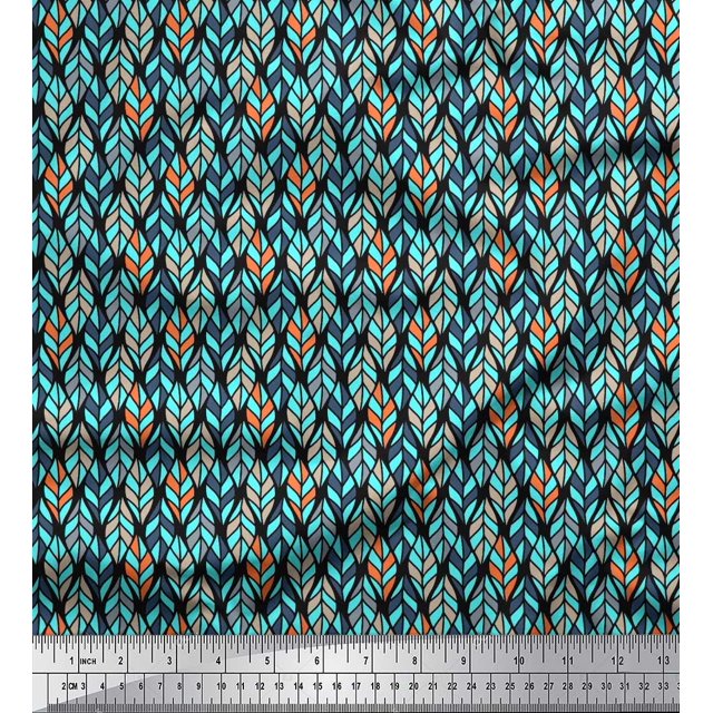 Soimoi Moss Georgette Fabric Leaves Small Decor Fabric Printed Yard 42 Inch Wide