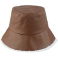 thumbnail image 3 of CoCopeaunts Bucket Hat for Women Autumn Winter Faux Leather Lambswool Fleece Warm Basin Hat Fashion Two Side Wear Fisherman Hat, 3 of 8