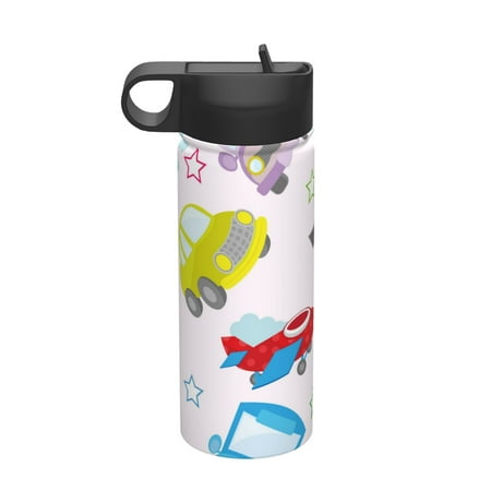 

Uemuo Cute Transport Print 18oz Sports Insulated Kettle Water Bottle Outdoor Sports Bottle Insulated Hydration Bottle with Handle & Flip Straw