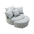 thumbnail image 3 of Benjara Sila 49 Inch Round Swivel Accent Chair, Storage Ottoman, 4 Pillows, Gray, 3 of 7