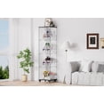 thumbnail image 5 of 4 Tier Glass Display Cabinet Single Door Glass Cabinet with Lock and Wheels Floor Standing Storage Cabinet with 3 Acrylic Shelves for Living Room Bedroom and Office Black 15.8"L x 14.2"W x 65.1"H, 5 of 23