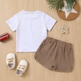 thumbnail image 2 of Vedolay Girls Shorts Sets Outfits Girls Outfits Summer Print Short Sleeve T-Shirt Tops with Kid Casual Bow Shorts Set,Coffee 6-12 Months, 2 of 5
