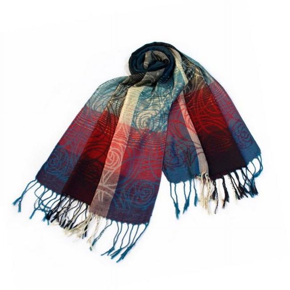 Pa-a09-3 Moon & Stars & Roses Elegant Fashion Smooth Touch Tassel Ends Pashmina/Shawl/Scarf