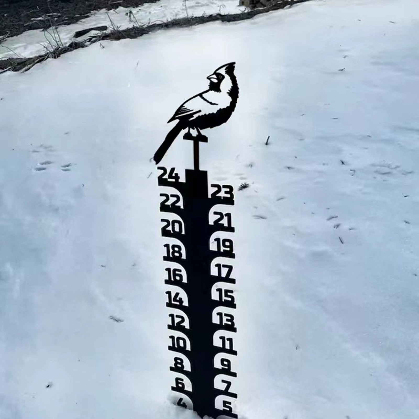 36 Inches Iron Art Snow Gauge, Handmade Metal Snow Depth Measuring