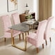 thumbnail image 4 of Funda elástica de terciopelo para silla con respaldo alto inclinado | Funda elástica antisuciedad para silla de comedor | Gris liso, rosa y dorado | Funda protectora para hotel y hogar con tod, 4 of 5