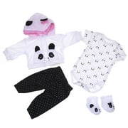 CANKER Reborn Baby Toy Clothes for 17-18 inch Doll Girl Panda Outfit Accessories 4pcs Matching Clothes Xmas Gift