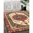 thumbnail image 3 of Ahgly Company Machine Washable Indoor Round Abstract Brown Red Area Rugs, 5' Round, 3 of 7