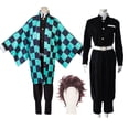 thumbnail image 1 of Anime Demon Slayer Kimetsu No Yaiba Kamado Tanjirou Kimono Cosplay disfraces traje peluca uniforme adulto Niño, 1 of 3