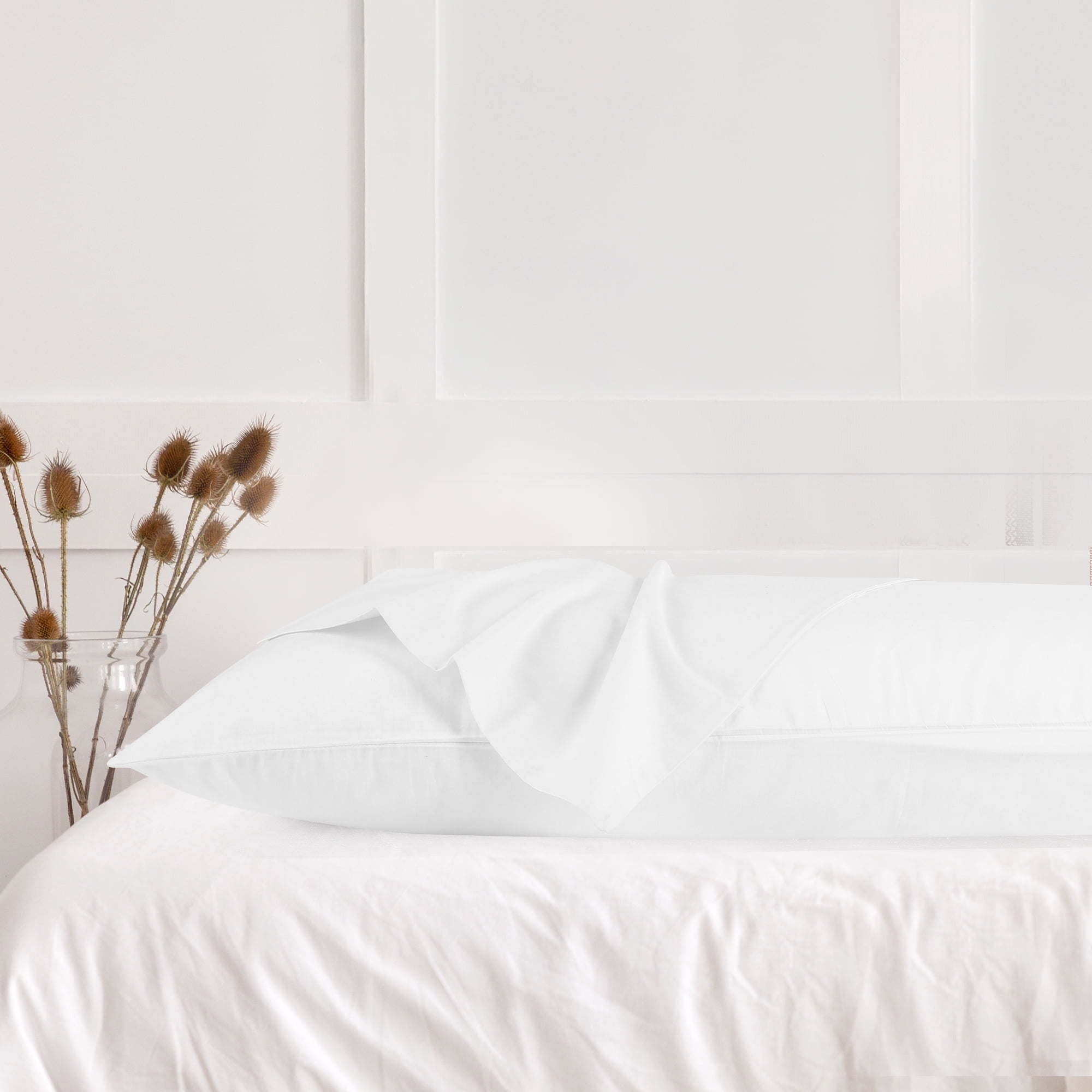 3 Pack Breathable Egyptian Cotton Body Pillow Covers, 20" x 60", White