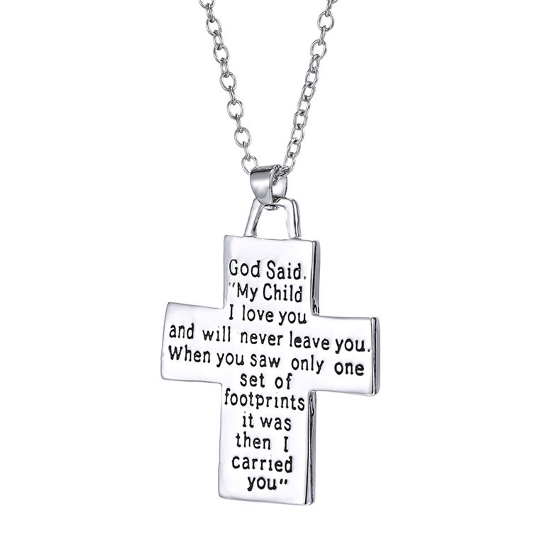 Reversible Cross Pendant Necklace Christian Jewelry for Men and Women  (Silver)