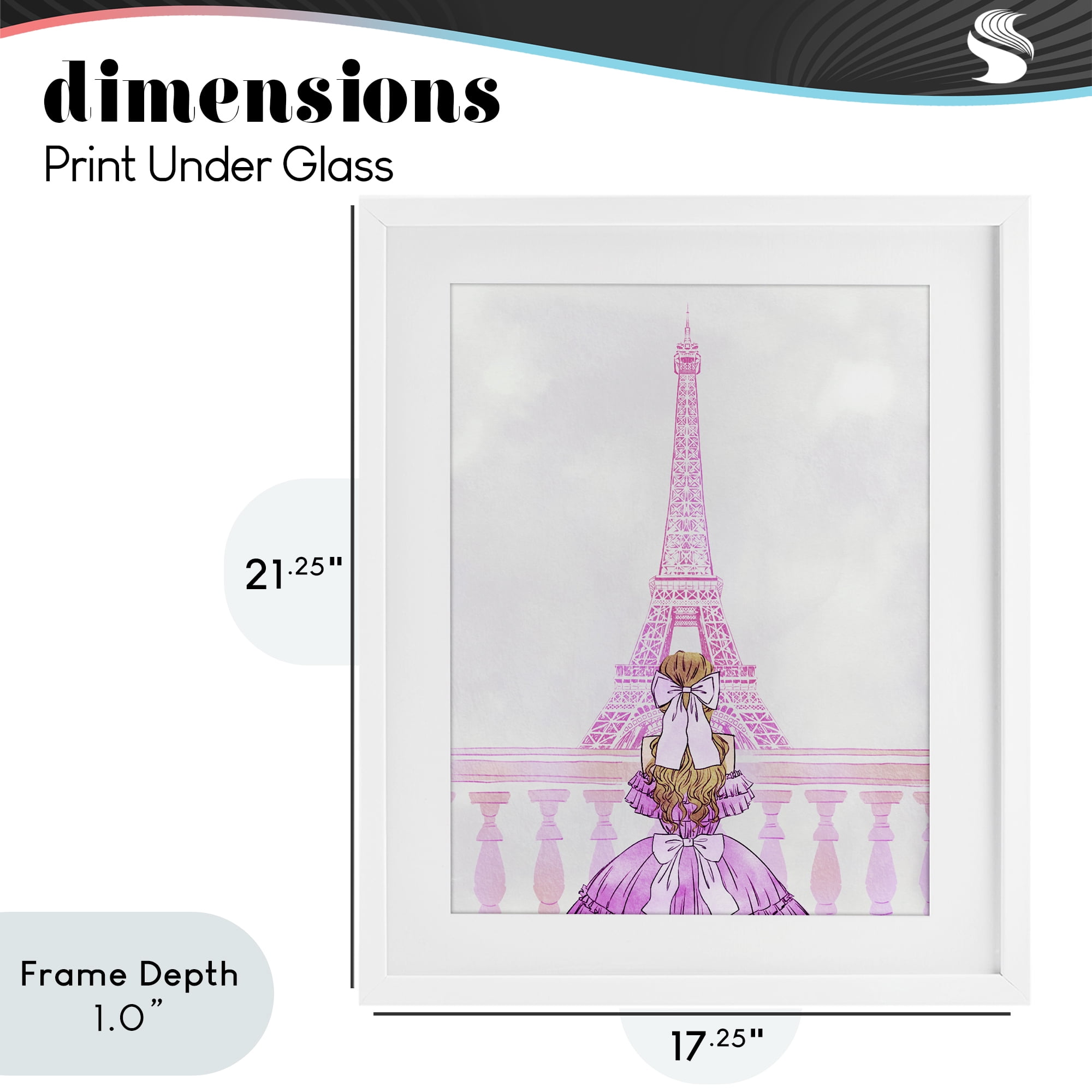 Stupell Industries Pink Gown & Eiffel Tower White Framed Print Under Glass, design by Ziwei Li