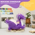 thumbnail image 3 of Kid's Plush Dragon Rocking Horse, Purple with Roaring Sounds 3-Point Safety Belt, Solid Wood Base 55 lbs Capacity for 12+ Months 18-36 Months Toddlers, 3 of 7