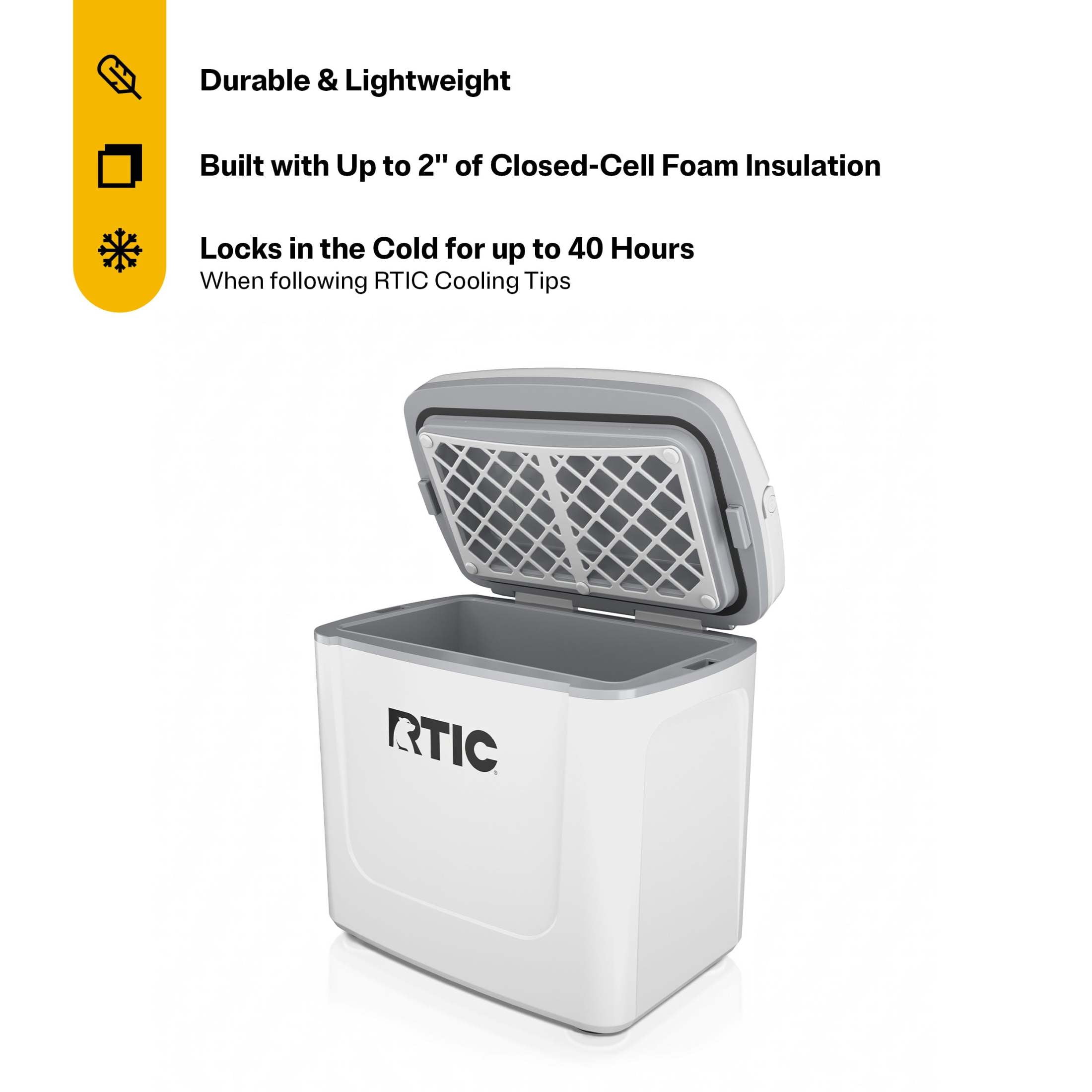 RTIC Road Trip 8 Qt Hard-Sided Personal Cooler, Fits 12 Cans, White & Grey