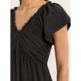 thumbnail image 3 of Sofia Jeans Women's and Women's Plus V Neck Dress with Flutter Sleeves, Below Calf Length, Sizes XS-4X, 3 of 3