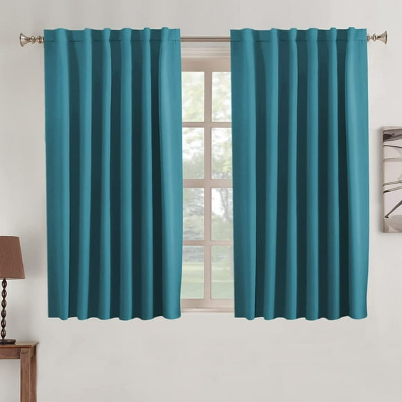 AIR-Blackout Curtains Thermal Insulated Window Treatment Panels Rod Pocket Window Panels for Small Windows Thermal Insulated Back Tab Curtains, 52inch x 45inch, Teal, 2 Panels