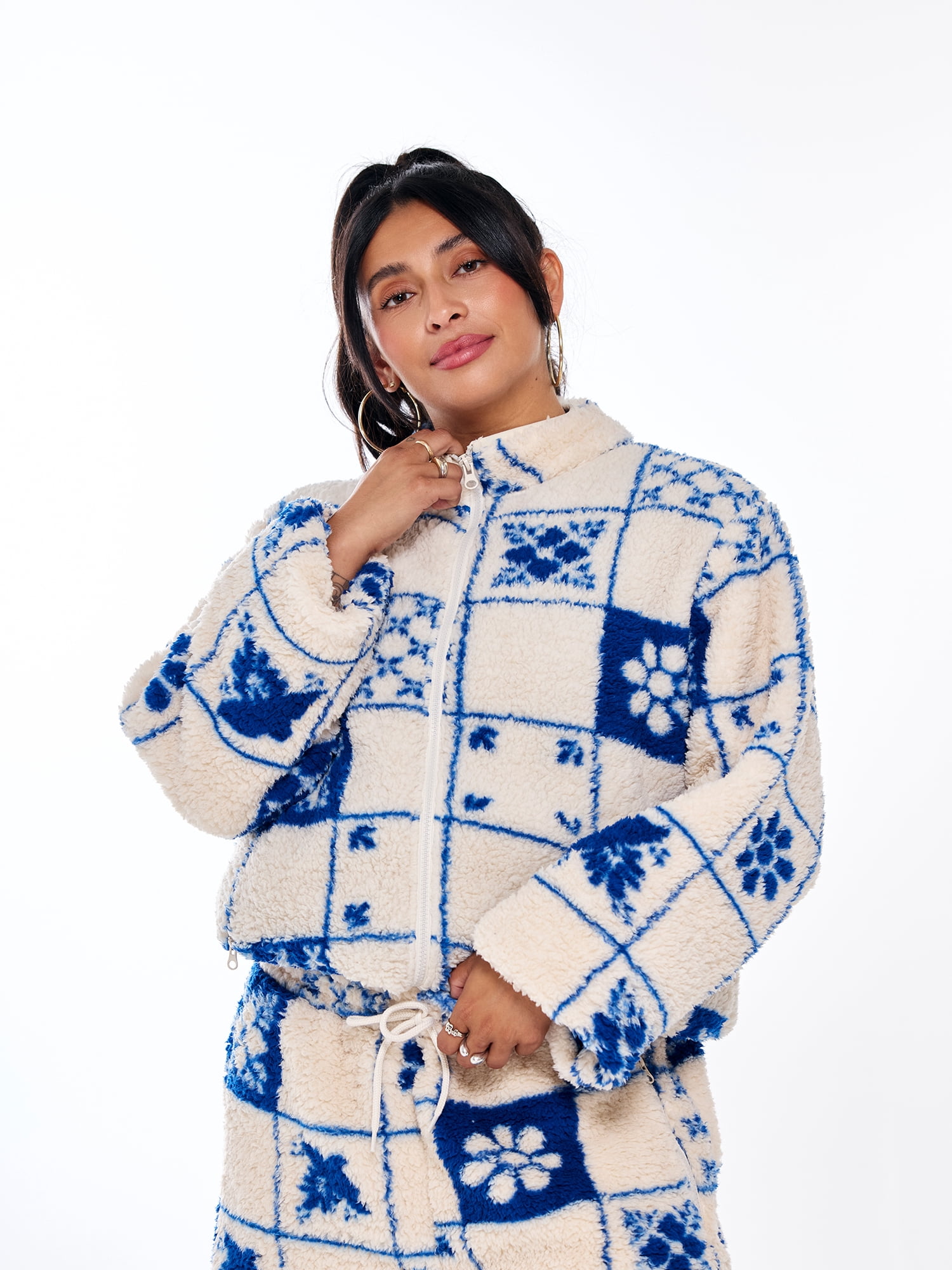 Hija De Tu Madre, Unisex Graphic Zip-Up Jacket, Azulejo, Sizes XS-3XL