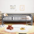 thumbnail image 5 of Sesslife Twin Platform Bed Frame, Solid Wood Montessori Toddler Bed Frame with Safety Guardrails and Ladder for Kids, Low Profile Twin Floor Bed with Slats, No Box Spring Needed, 400 lbs, Grey, 5 of 11