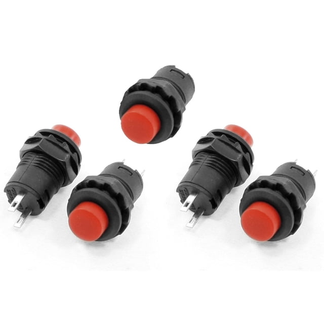 Botón pulsador rojo de soldadura de PCB de 12 mm de diámetro, con enclavamiento, AC 125V 3A, AC 250V 1.5A, 5 piezas