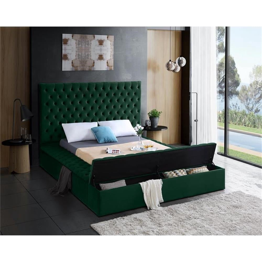 Meridian Furniture Bliss Modern Wood Storage Platform Bed, King, Green