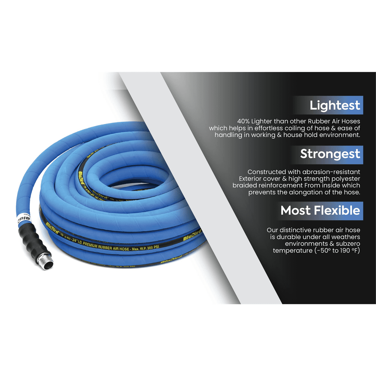 BluBird BB3425 Rubber Air Hose 3/4" x 25 ft