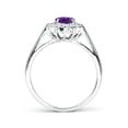 thumbnail image 2 of ANGARA Natural Amethyst with Diamond Halo Ring in 14K White Gold for Women, Girls Ring Size-9.5 (Stone Grade-AAAA, Size-7x5mm) February Birthstone Jewelry Gift for Her Birthday, Wedding, Engagement, 2 of 9