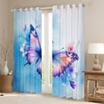 thumbnail image 2 of Manfei Girls Butterfly Animal Black Out Curtains, Blue Watercolor Curtains Pack of 2 (42x63 Each), Kawaii Princess Style Bedroom Curtains, Living Room Curtains Decor, 2 of 6