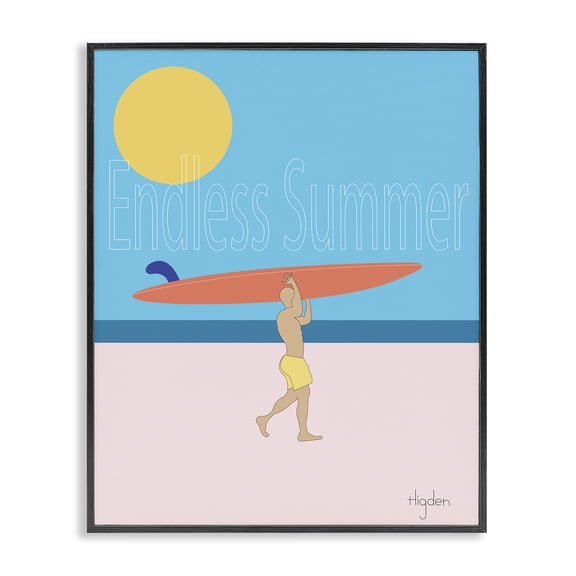 Stupell Industries Tropical Endless Summer Beach Surfer Black Framed Giclee Art, 11 x 14, by Mark Higden