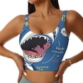 thumbnail image 2 of Haiem Great White Shark Pattern Womens Sports Bra - U Neck Padded Low Impact Yoga Bra Workout Crop Top Gym Moisture-Wicking Workout Vest -X-Large, 2 of 9