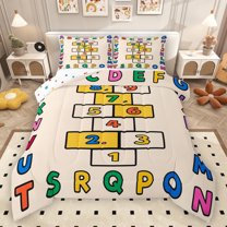 Manfei Colorful Abc Alphabet Queen Comforter Set,26 Letters Bedding Sets,Number Game Bedding Comforter Set For Girls Boys,Super Cozy Room Decor Reversible,3 Pieces
