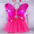 thumbnail image 4 of YMNXA Kids Girls Outfits Light Up Wand And Elastic Waist Mesh Tutu Skirt Comfortable Fashion Sets Four Piece For Dress Up,Hot Pink,One Size, 4 of 4