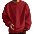 thumbnail image 3 of CFLVAEK Fuzzy Fleece Sweatshirts for Men Big and Tall Thermal Winter Pullover Tops Loose Fit Long Sleeve Sweatshirt Casual Crewneck Loungewear Red S, 3 of 5