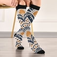 thumbnail image 5 of FORMRS Womens Knee High Socks Casual Long Thick Travel Daily Wear, 2 Pairs, Orange Art Pattern, 5 of 6