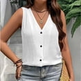 thumbnail image 6 of YVNAURA Womens Plus Size Summer Tank Top V Neck Sleeveless Loose Fit Button Down Blouse 2026 Spring Casual Work Tops Lightweight Breathable Soft Stretchy Business Casual Outfits, White,XXL, 6 of 8