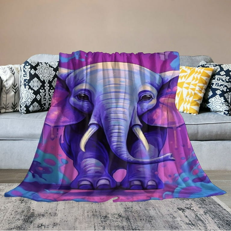 Elephant print throw blanket sale