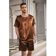 thumbnail image 2 of Ekouaer Men Silk Pajamas Set 2 Piece Pjs Soft Satin Sleepwear Shorts Button Down Tops Loungewear with Pockets, 2 of 6